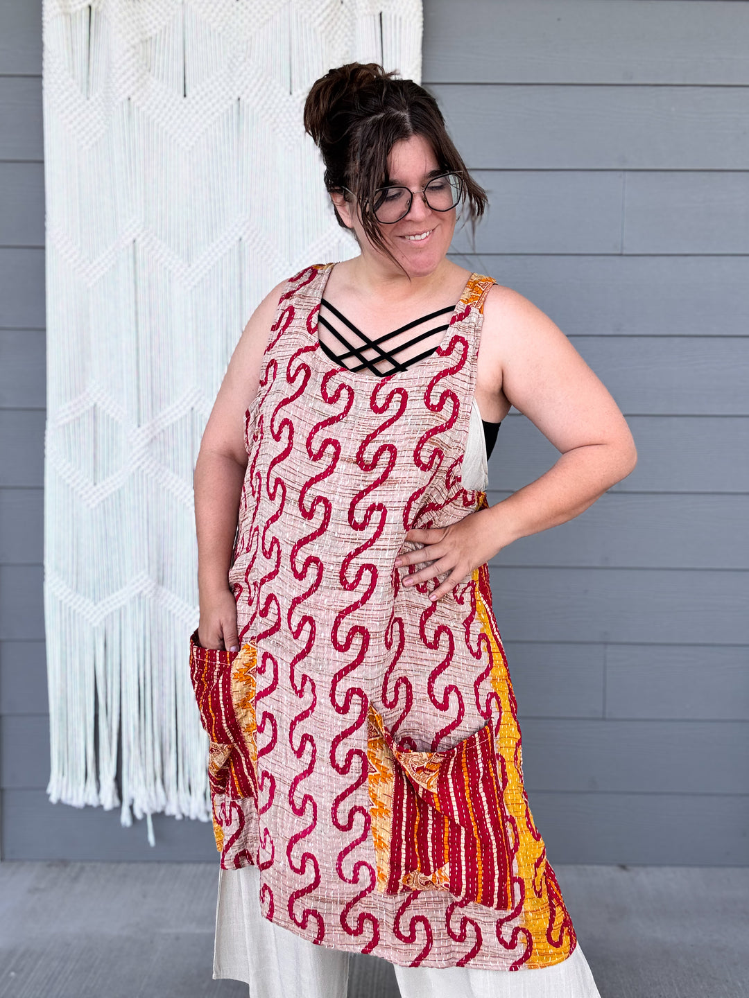 Squiggle - Kantha Apron Dress OOAK