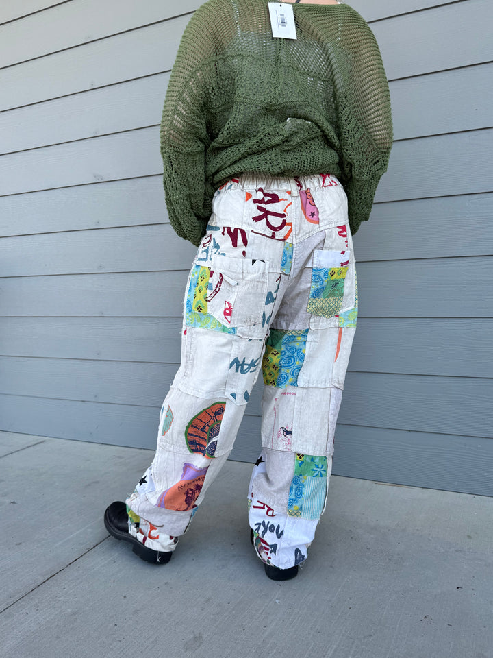White Seaside with Stars Patch Pants - Paper Lace