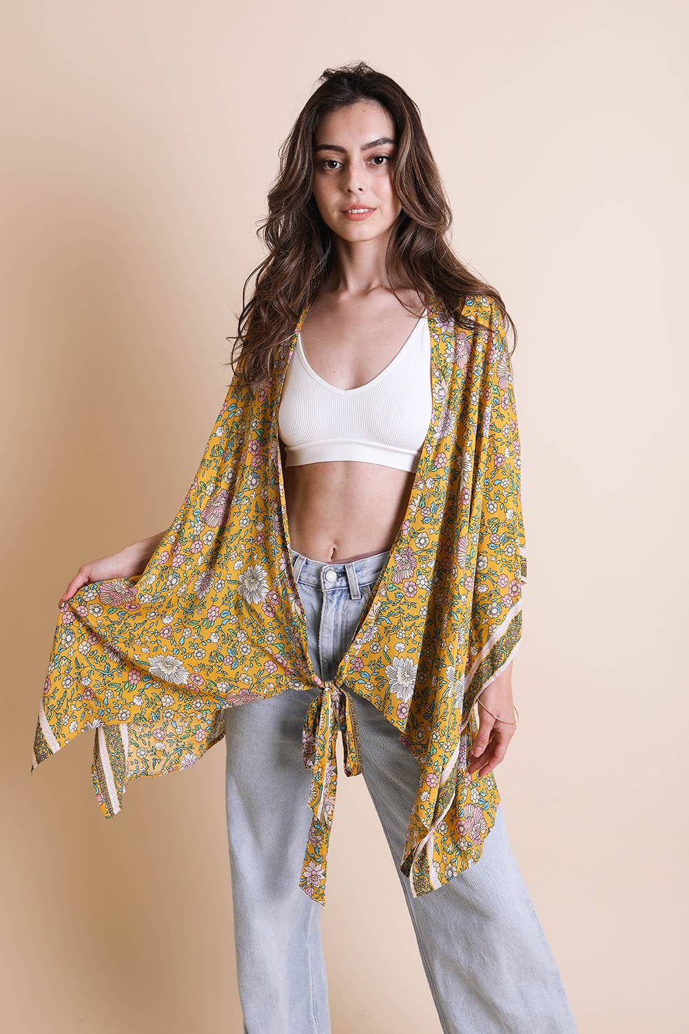 Floral Front Tie Kimono