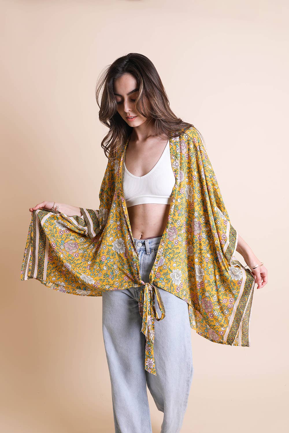 Floral Front Tie Kimono