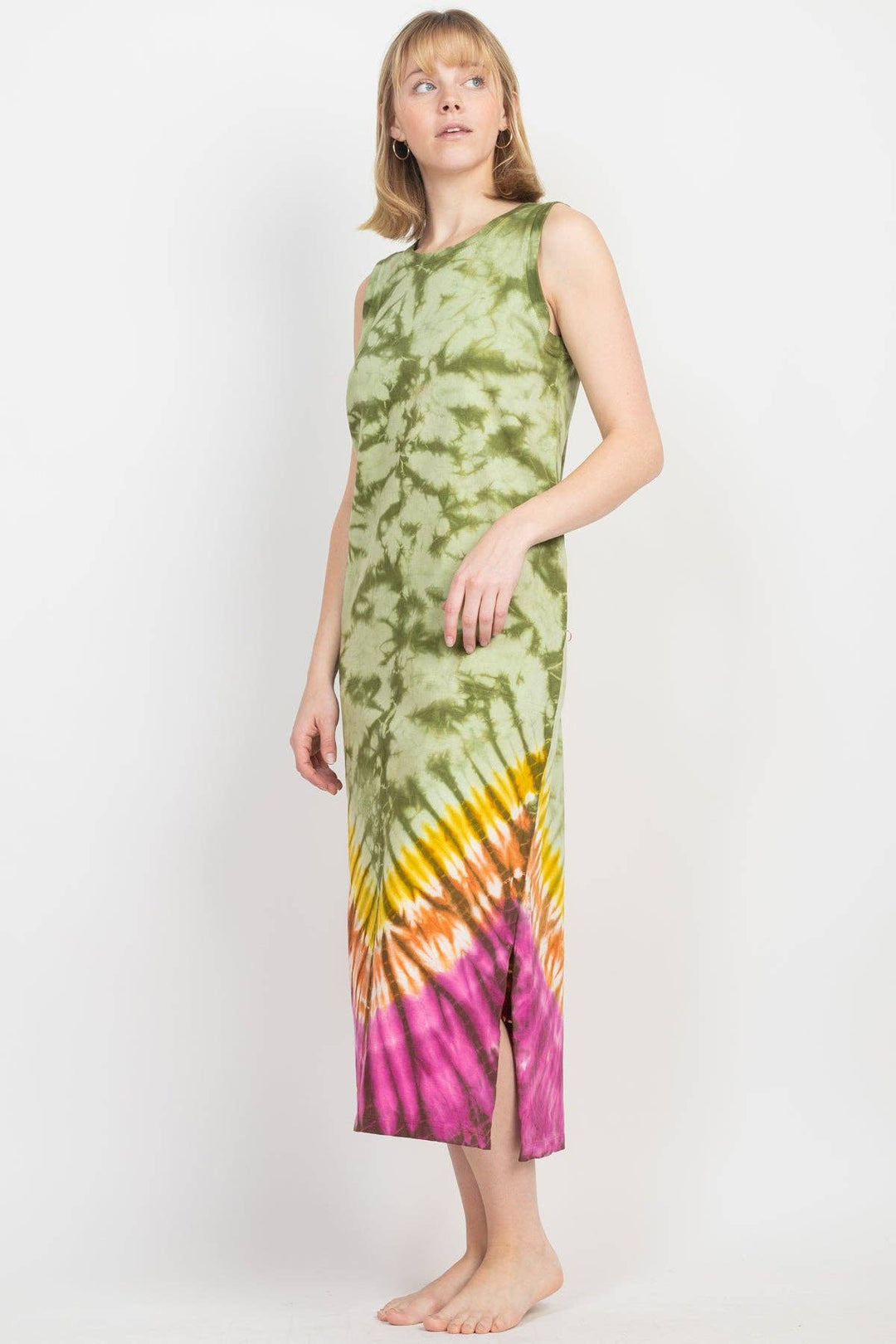 Sage and Raspberry Midi Dress