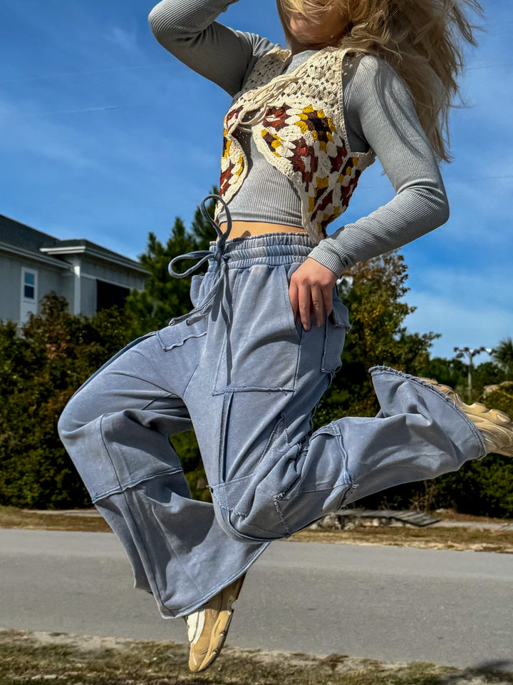 Star Patch Wide Leg Pants