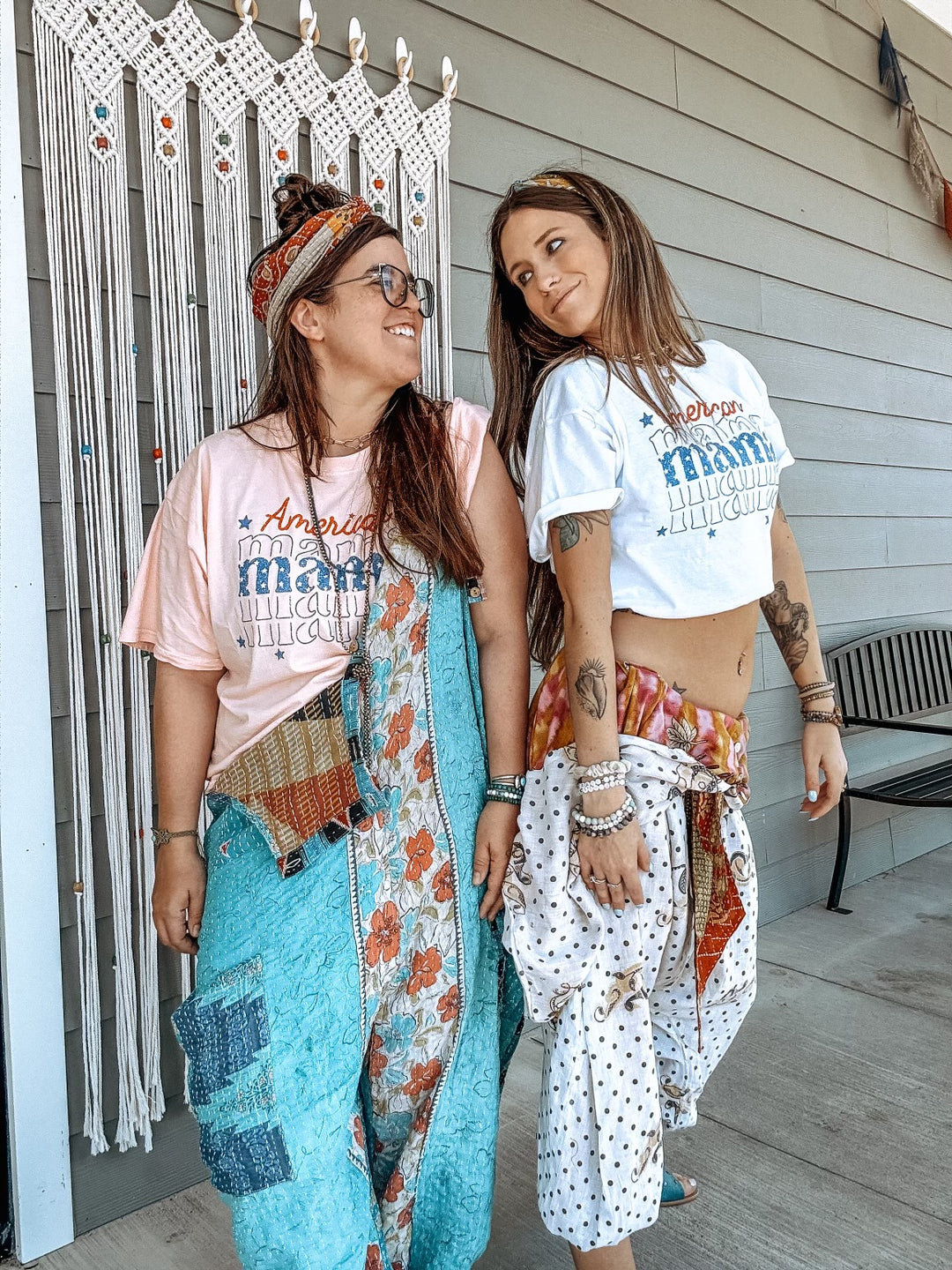 AMERICAN MAMA GRAPHIC LONG CROP TOP