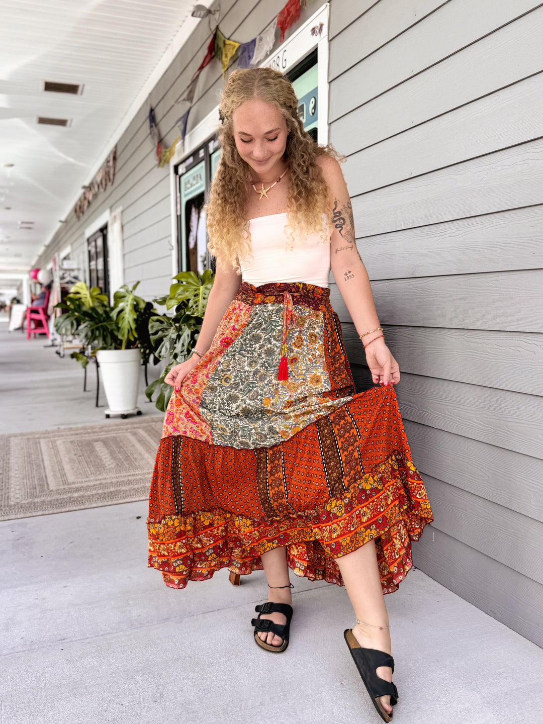 Recycled Silk Patchwork Skirt
