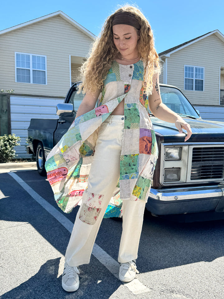 Seaside Patchwork Hi-Low Long Vest - Paper Lace