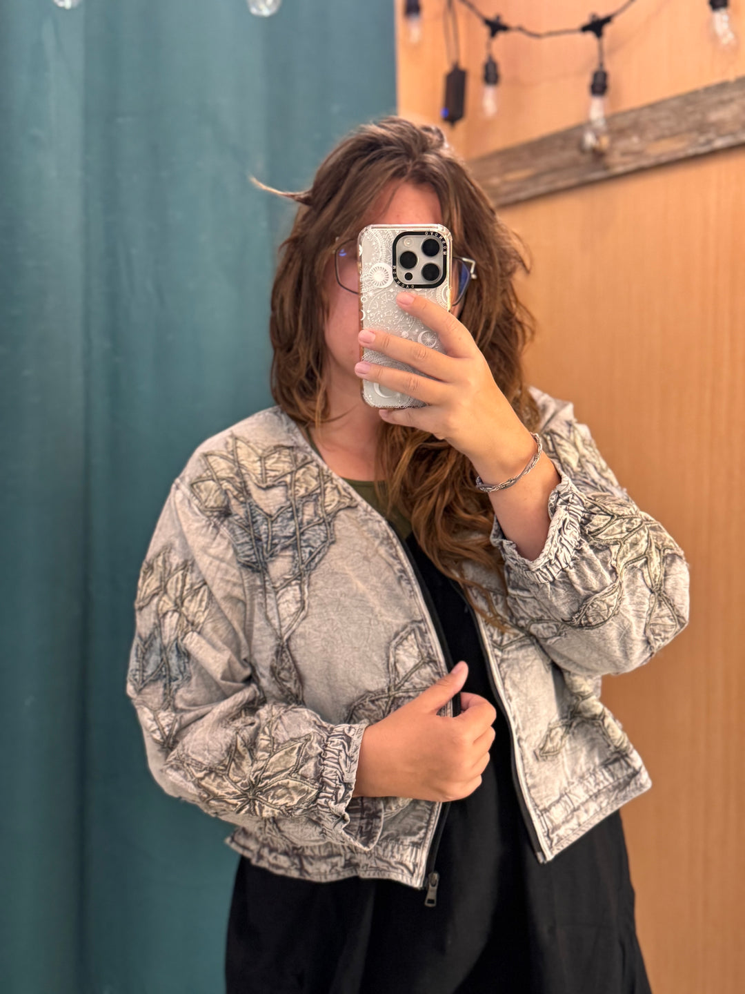 Gray Diamond Patchwork Short Jacket
