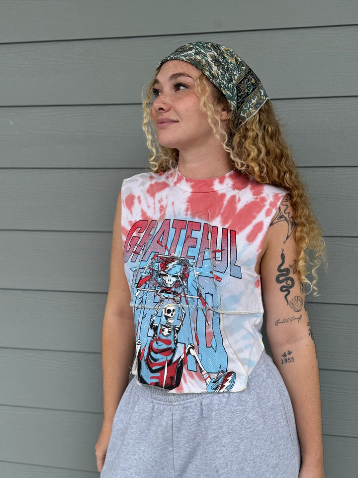 Grateful Dead - Overlock Cropped Music Muscle Tee