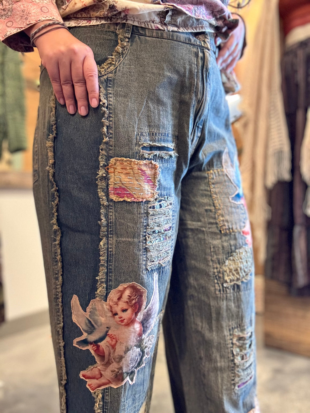 Angel Jeans with Cherub Appliqué
