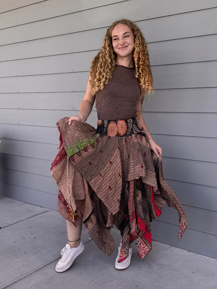 Still Love - Pareo Kantha Pixie Skirt OOAK