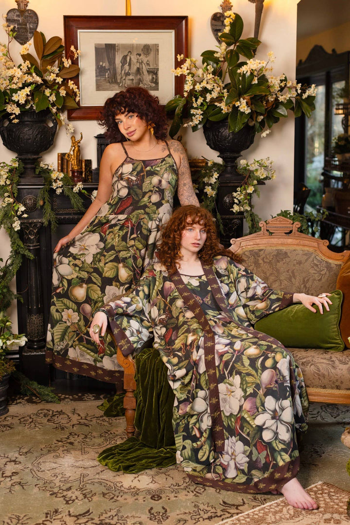 Fleur De Lune Bohéme Long Maxi Slip Dress w/ Florals & Bees