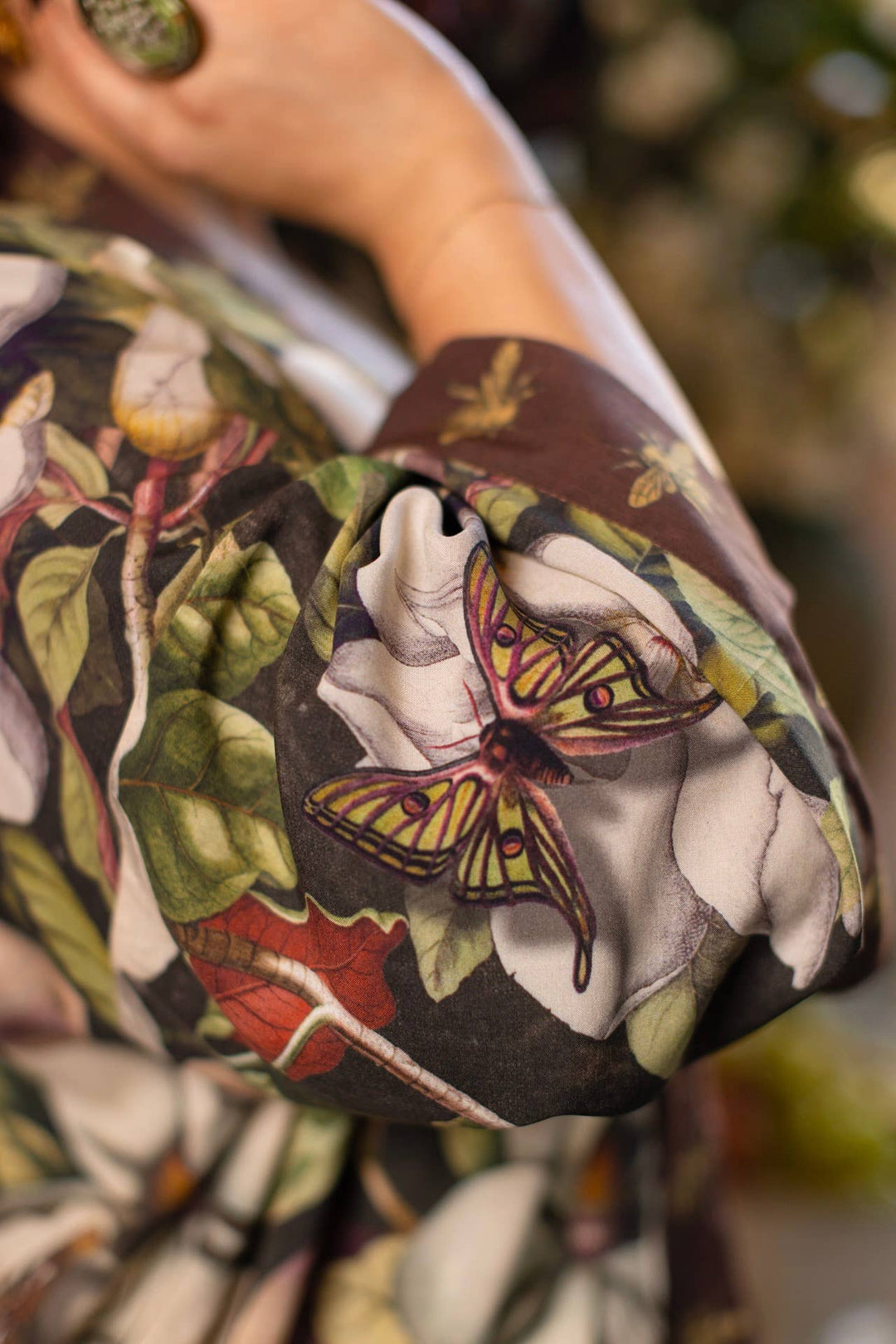 Fleur De Lune Pixie Duster Crop Kimono w/ Florals &amp; Bees