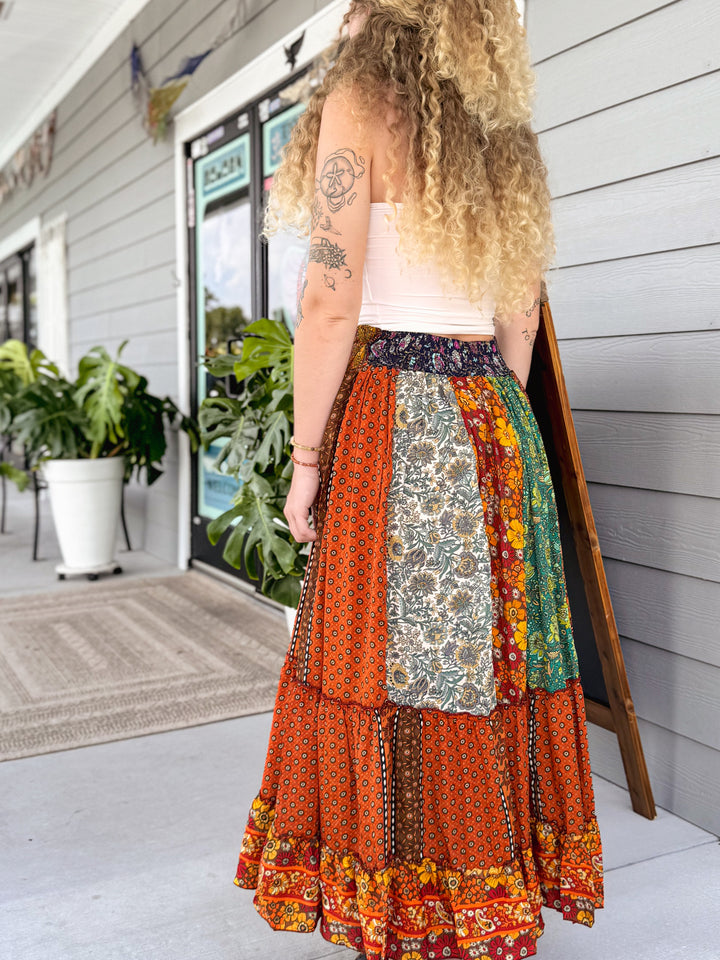 Recycled Silk Patchwork Skirt