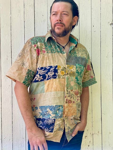 Cotton Patchwork Short Sleeve Shirt