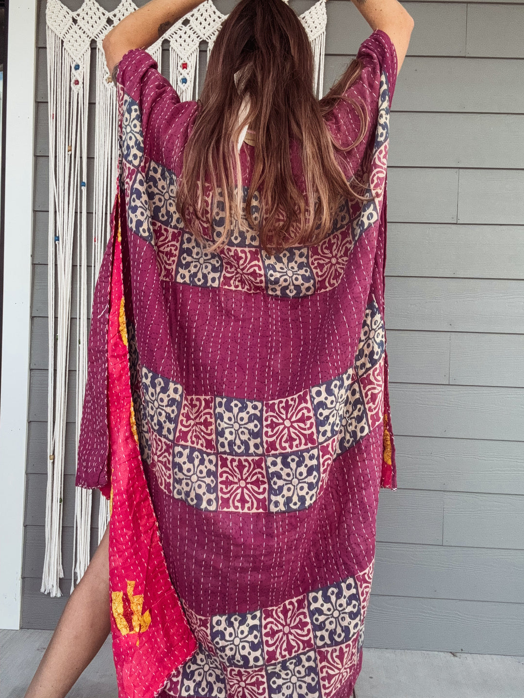 Raspberries and Bonfires - Kantha Ruana OOAK