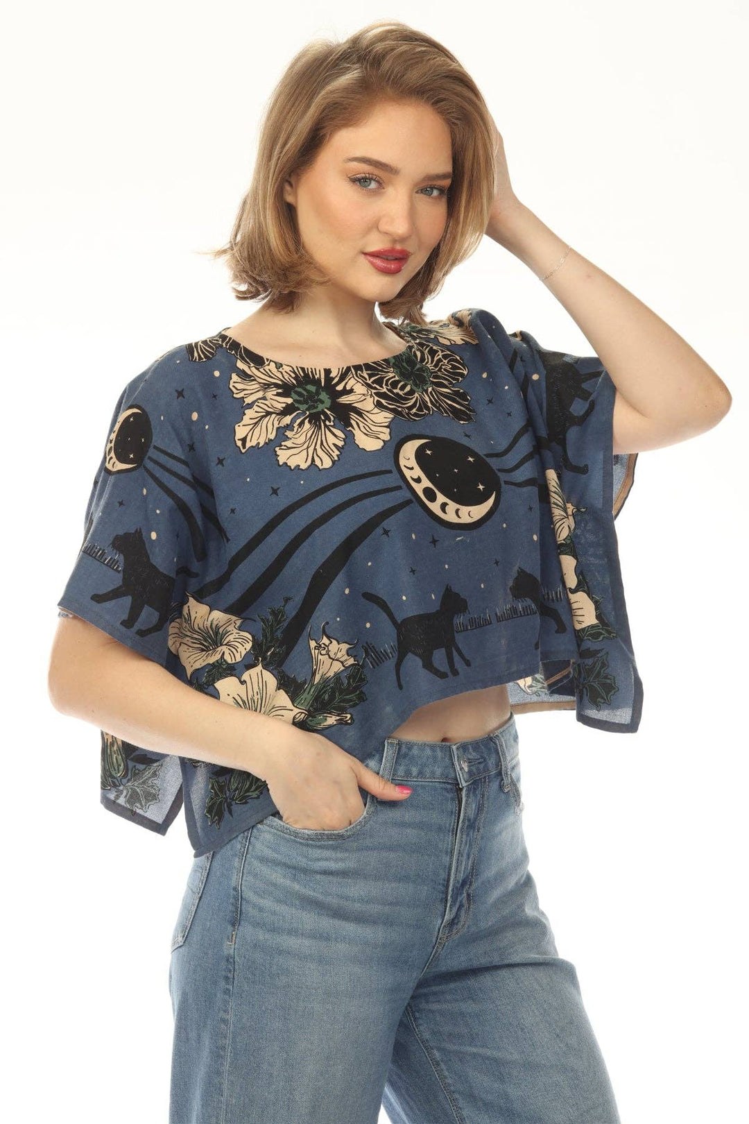 Moonflower Cats Scarf Top