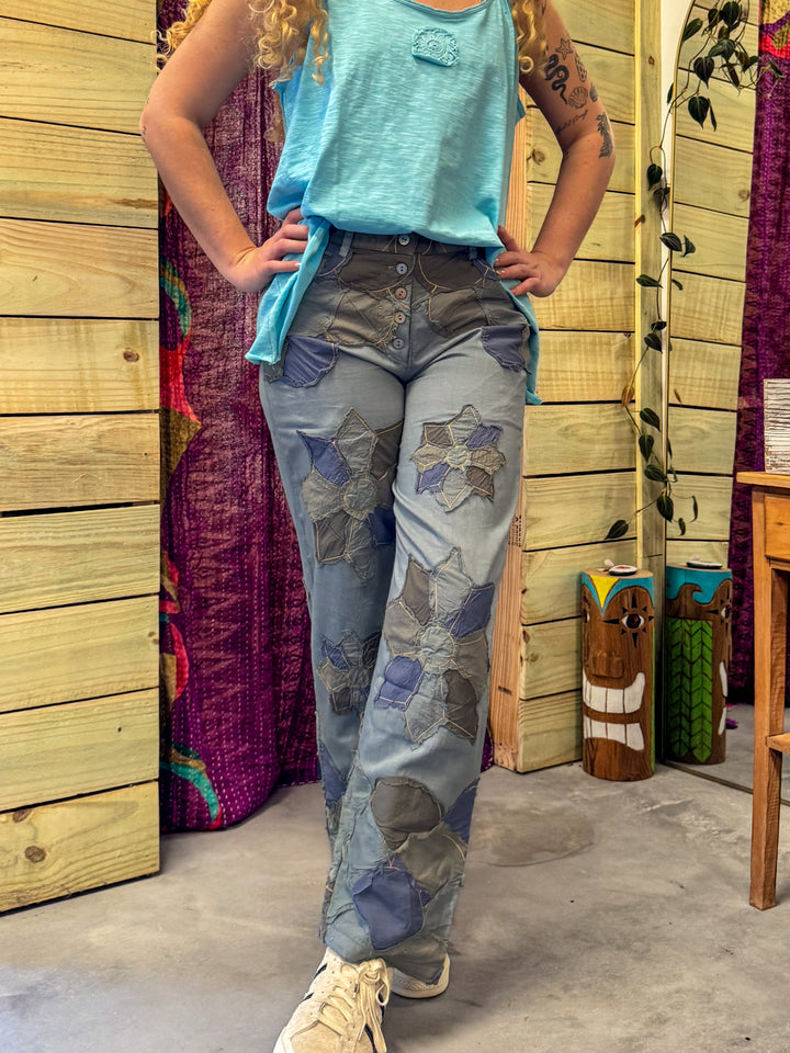 Blue Appliqué Pants - Paper Lace