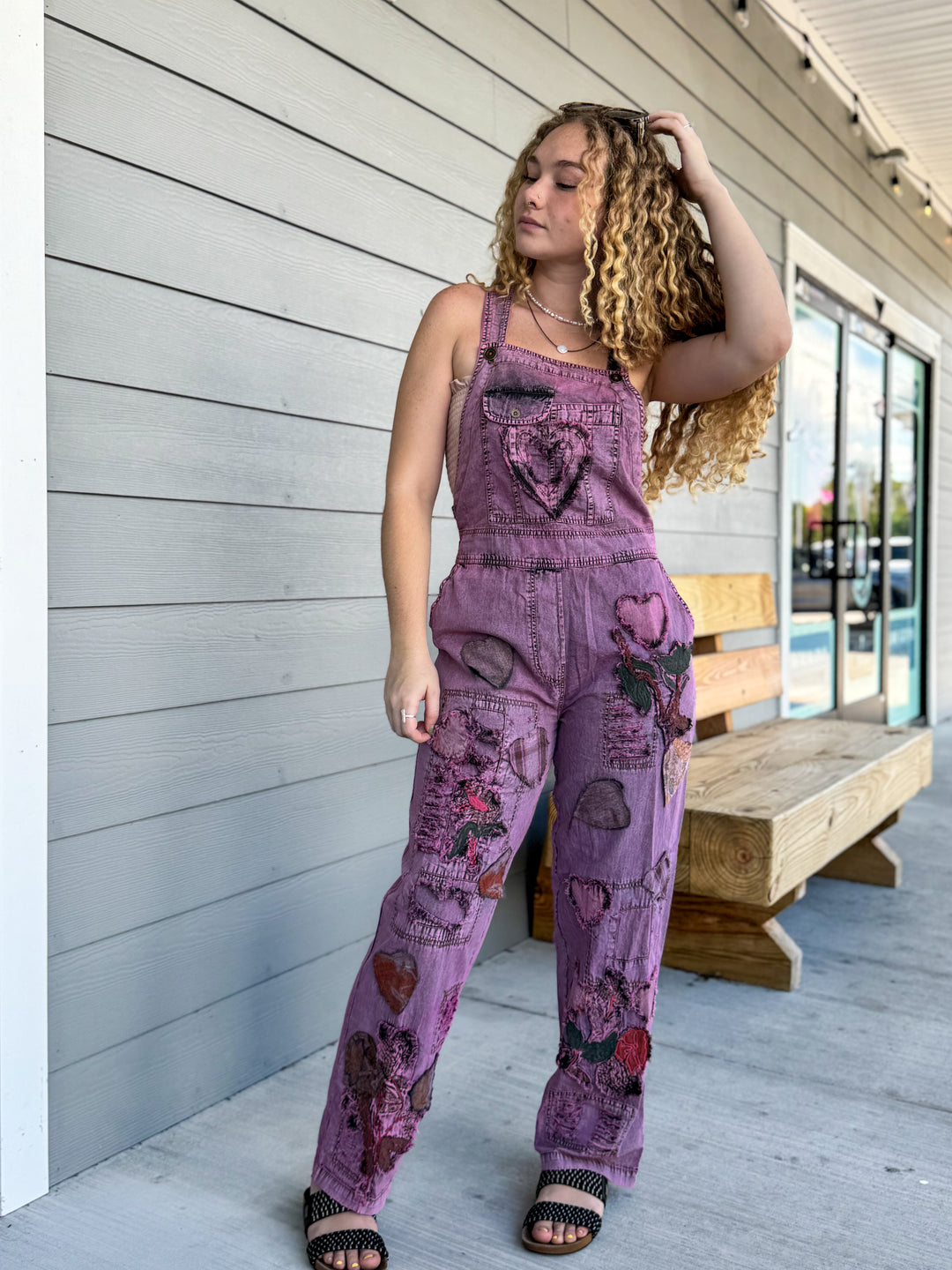 Plum Heart Patch Overalls - Paper Lace