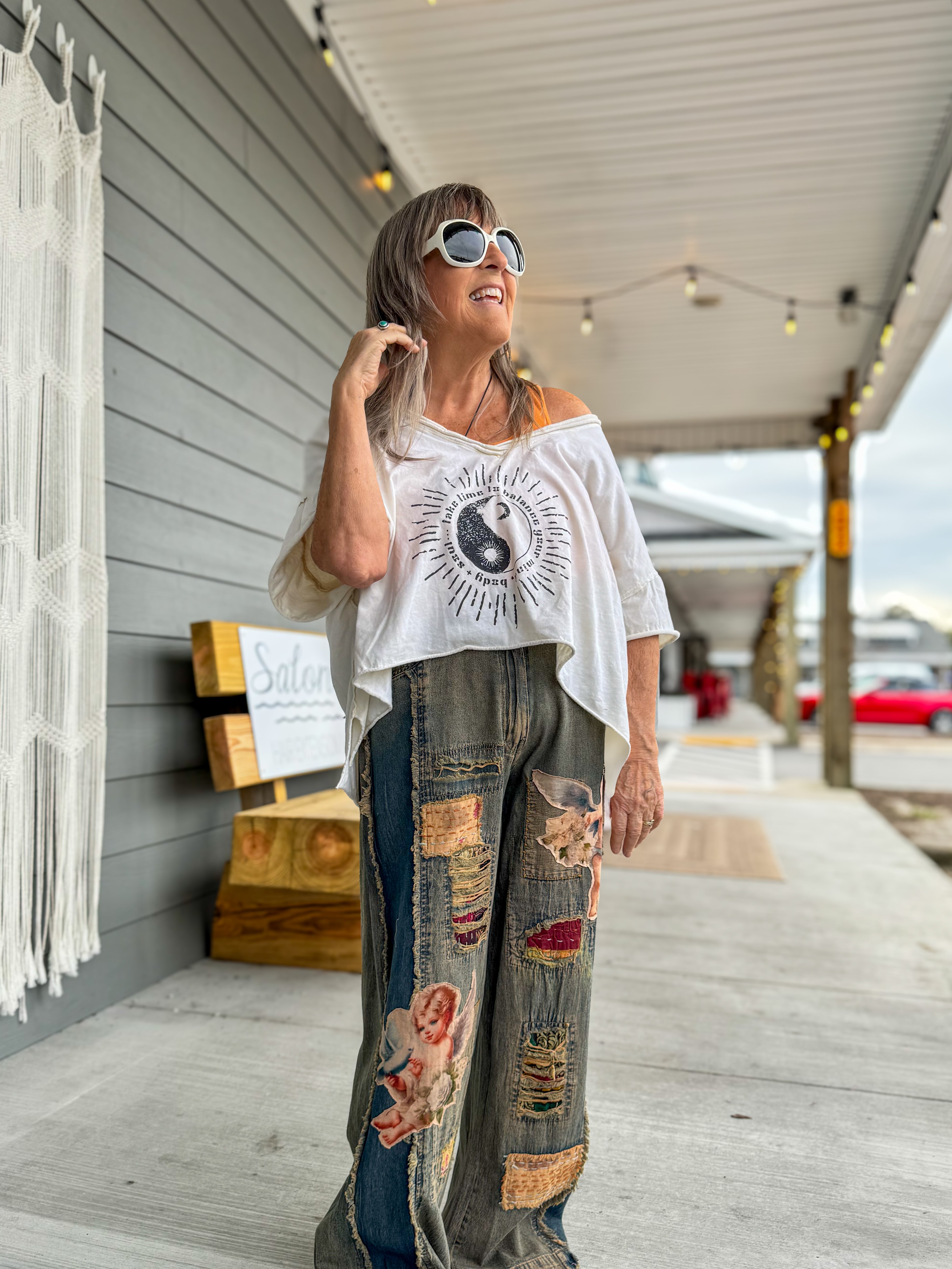 最愛デニムエンジェル／Darling Denim Angel Angel Jeans with Cherub Appliqué - Paper Lace – Blair's Boutique