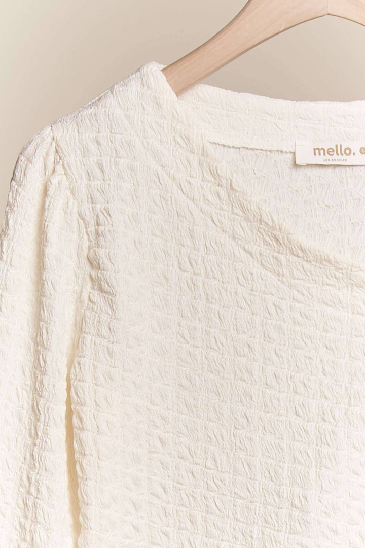 Long Sleeve Quilted Top with Ruched Drawstring