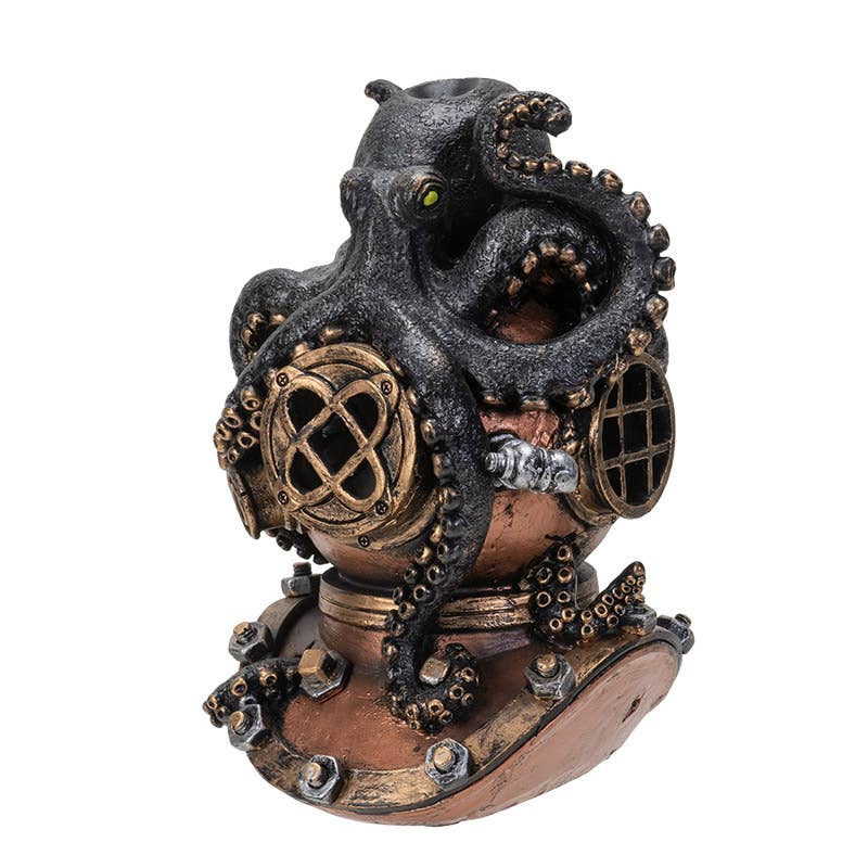 Kraken on Divers Helmet Backflow Incense Burner