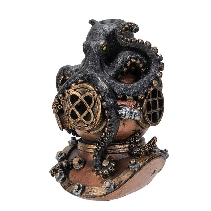 Kraken on Divers Helmet Backflow Incense Burner