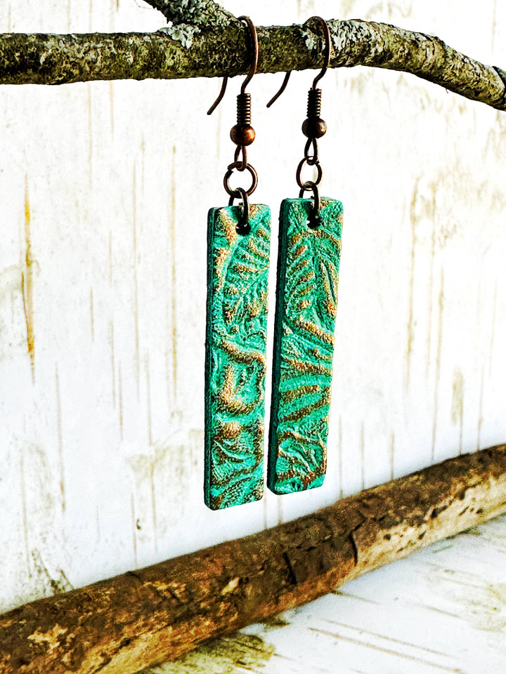 Leather Embossed Earrings Bars