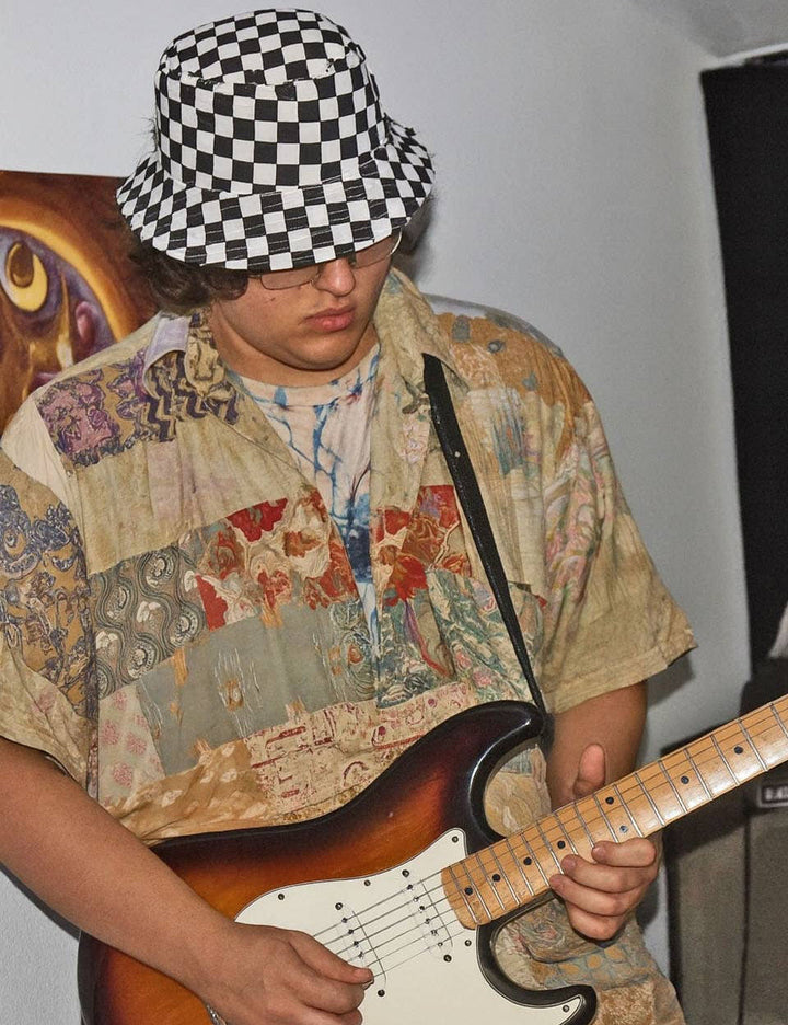 Cotton Patchwork Short Sleeve Shirt