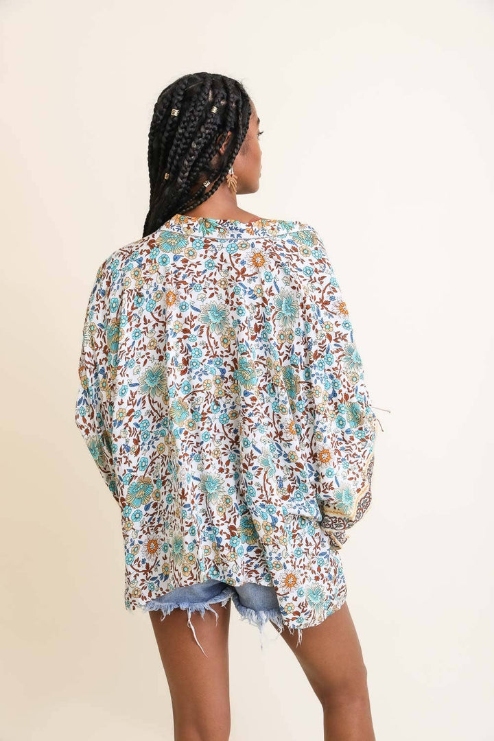 Floral Front Tie Kimono