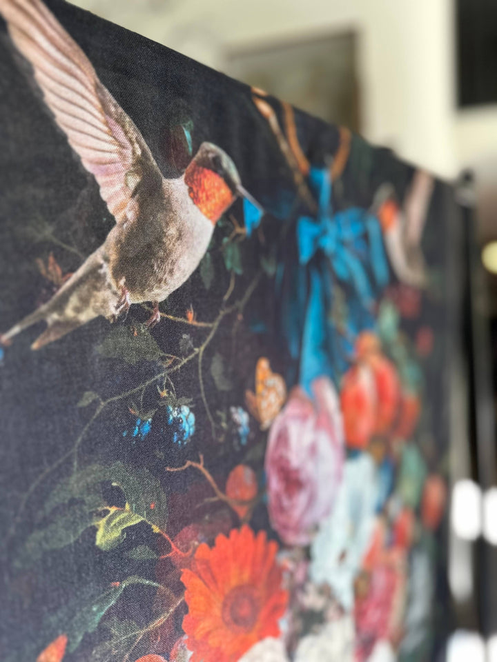 Flight of Fancy Floral Bamboo Scarf with Hummingbirds