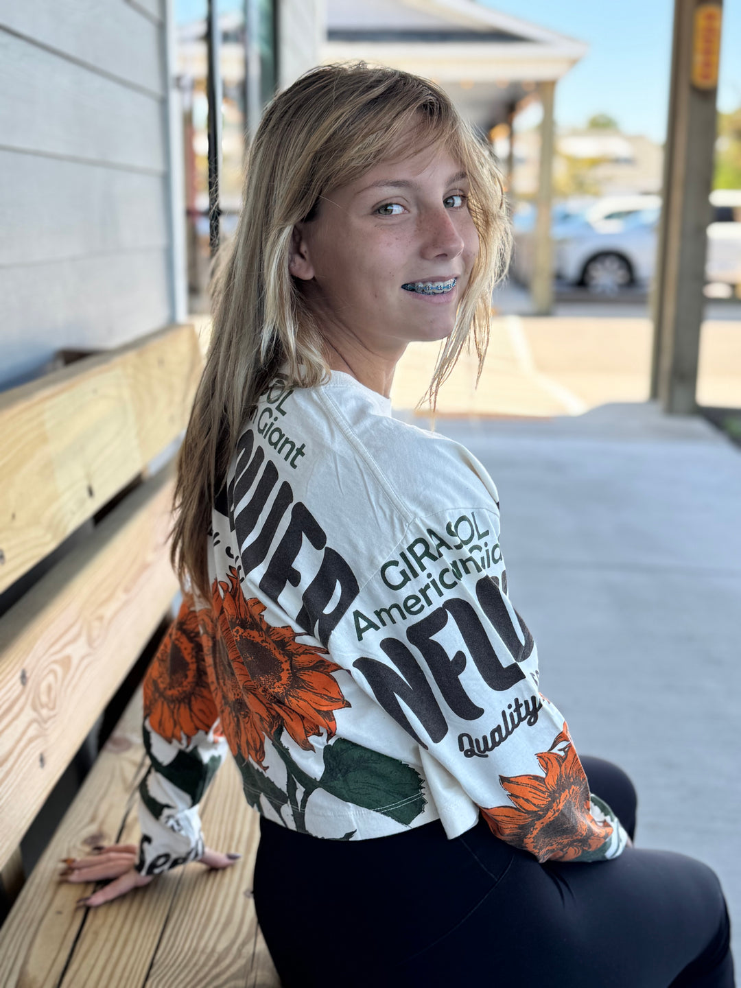 Sunflower Long Sleeve Crop Top