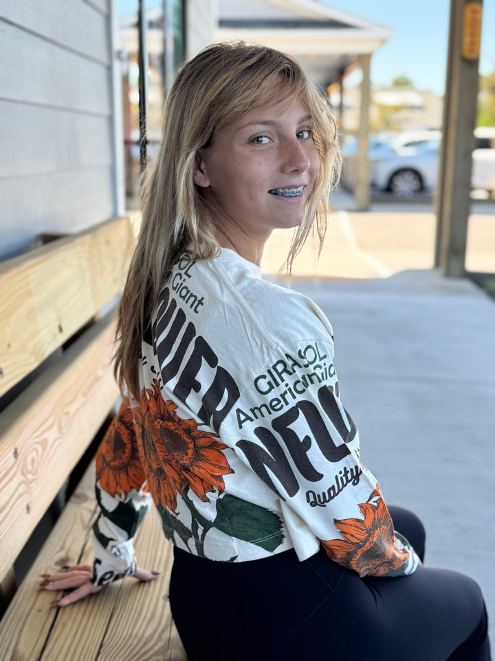 Sunflower Long Sleeve Crop Top