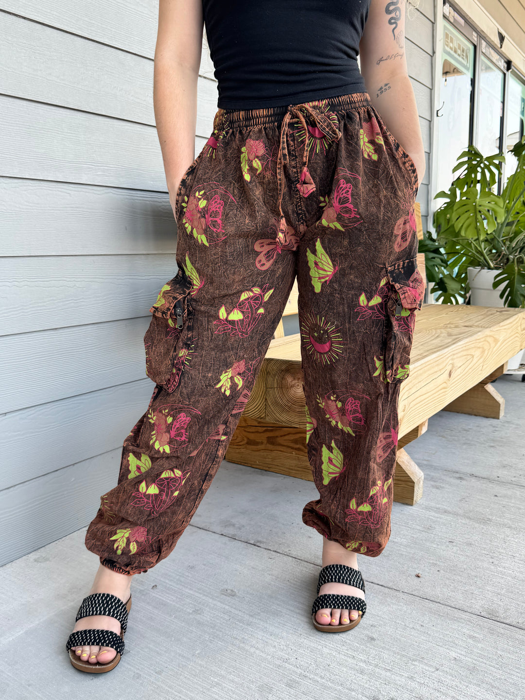 Cotton Jogger Pants with Boho Print