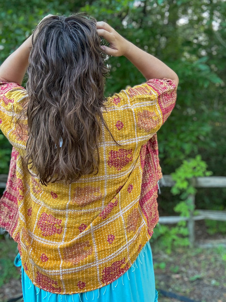 Boho Split - Kantha Top OOAK