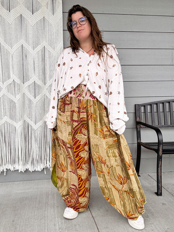 Neutral, Then Chartreuse - Duality Synergy Side Slit Pants OOAK