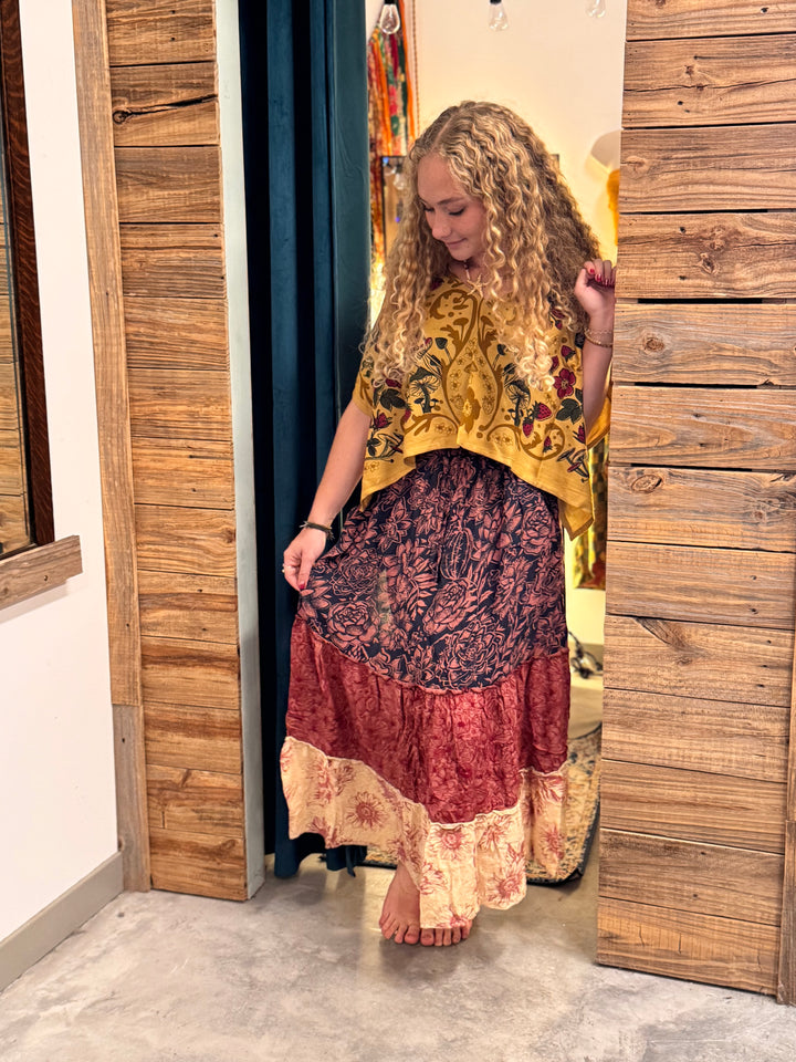 Cactus Garden Tiered Maxi Skirt
