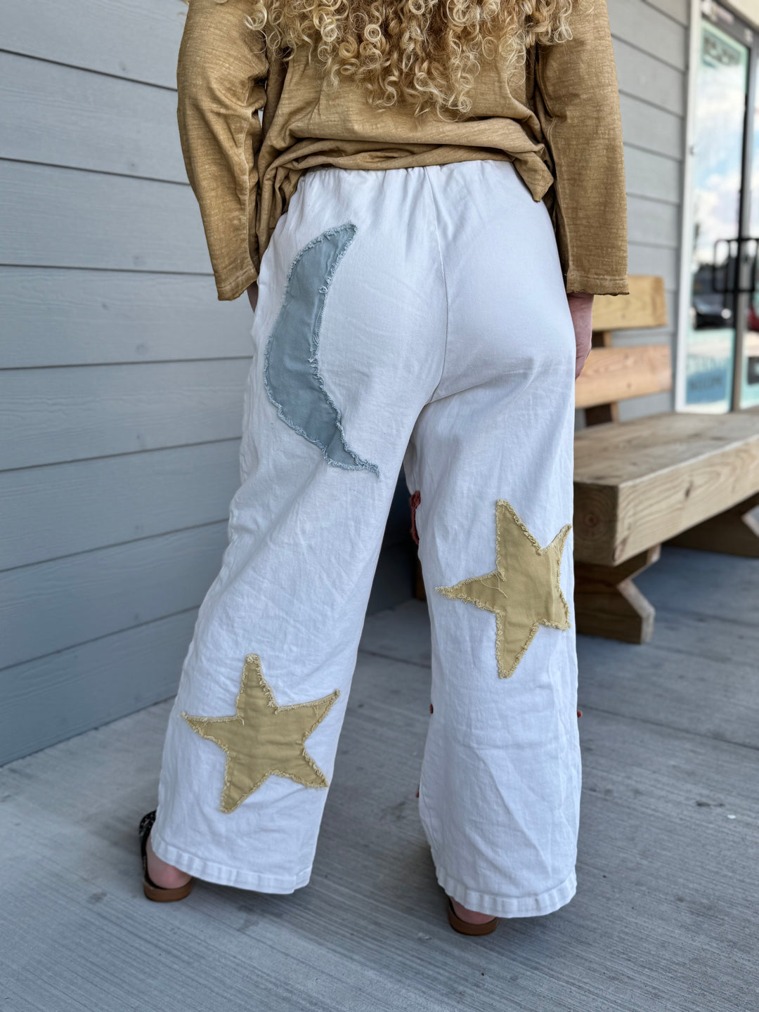 Sun Moon Star Patch Wide Pants