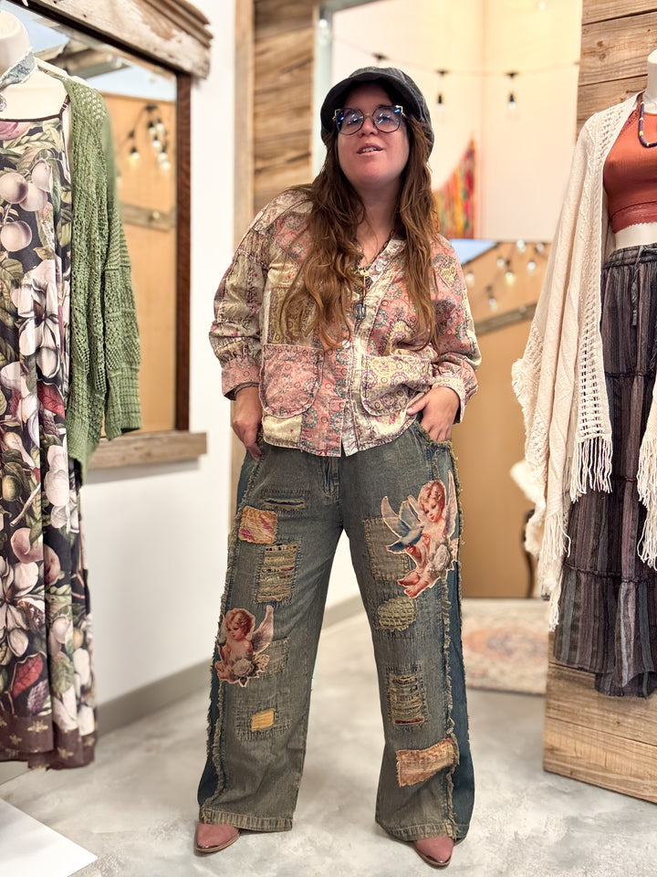 Angel Jeans with Cherub Appliqué