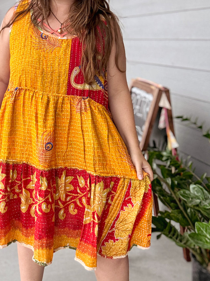 Everyday - Kantha Meadow Mini Dress OOAK
