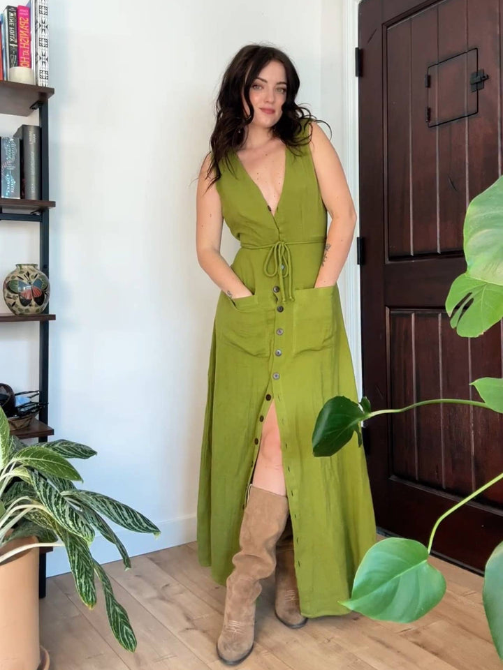 Organic Bamboo Cottage Core Button Down Dress