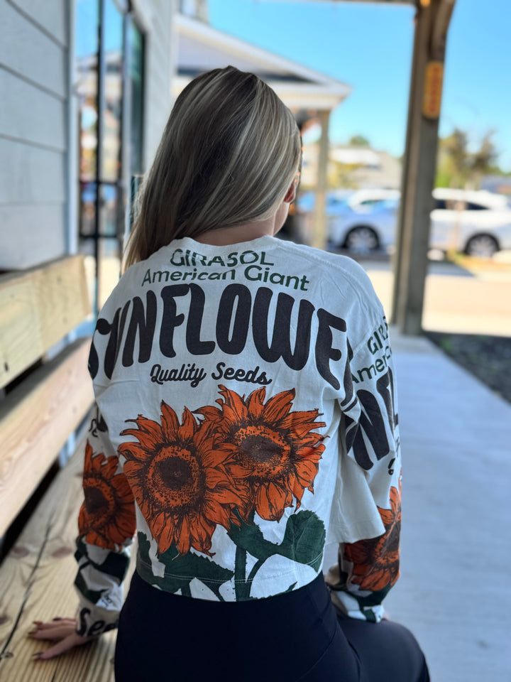 Sunflower Long Sleeve Crop Top