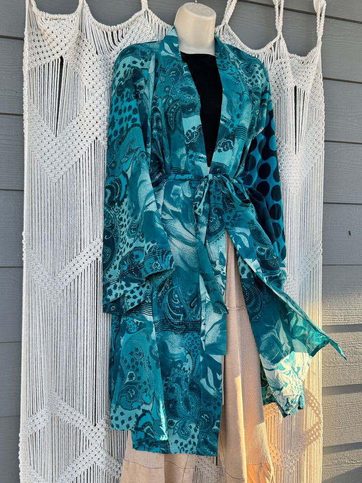 Blue Organic Paisley - Solace Kimono OOAK