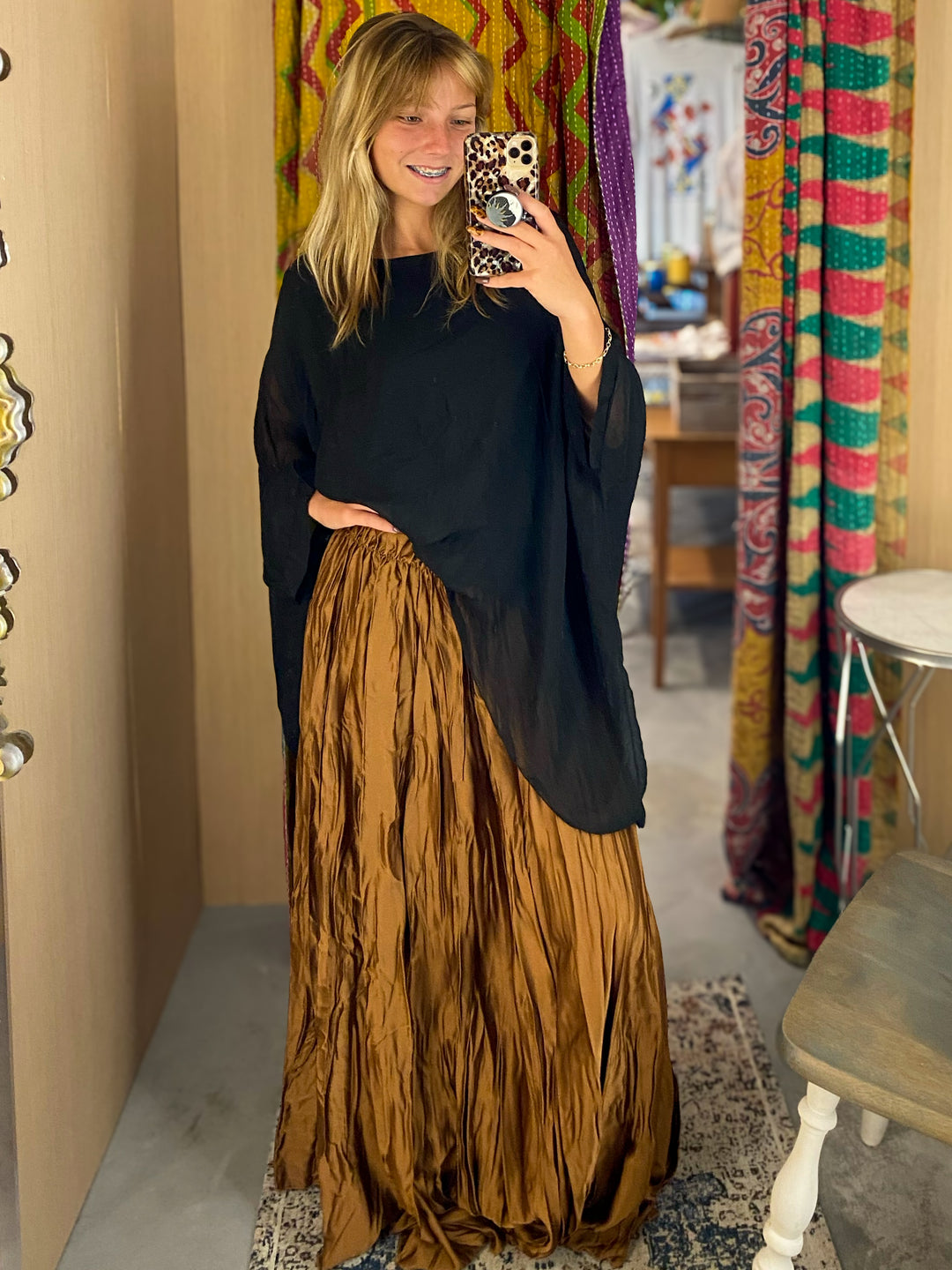 Crushed Satin Skirt