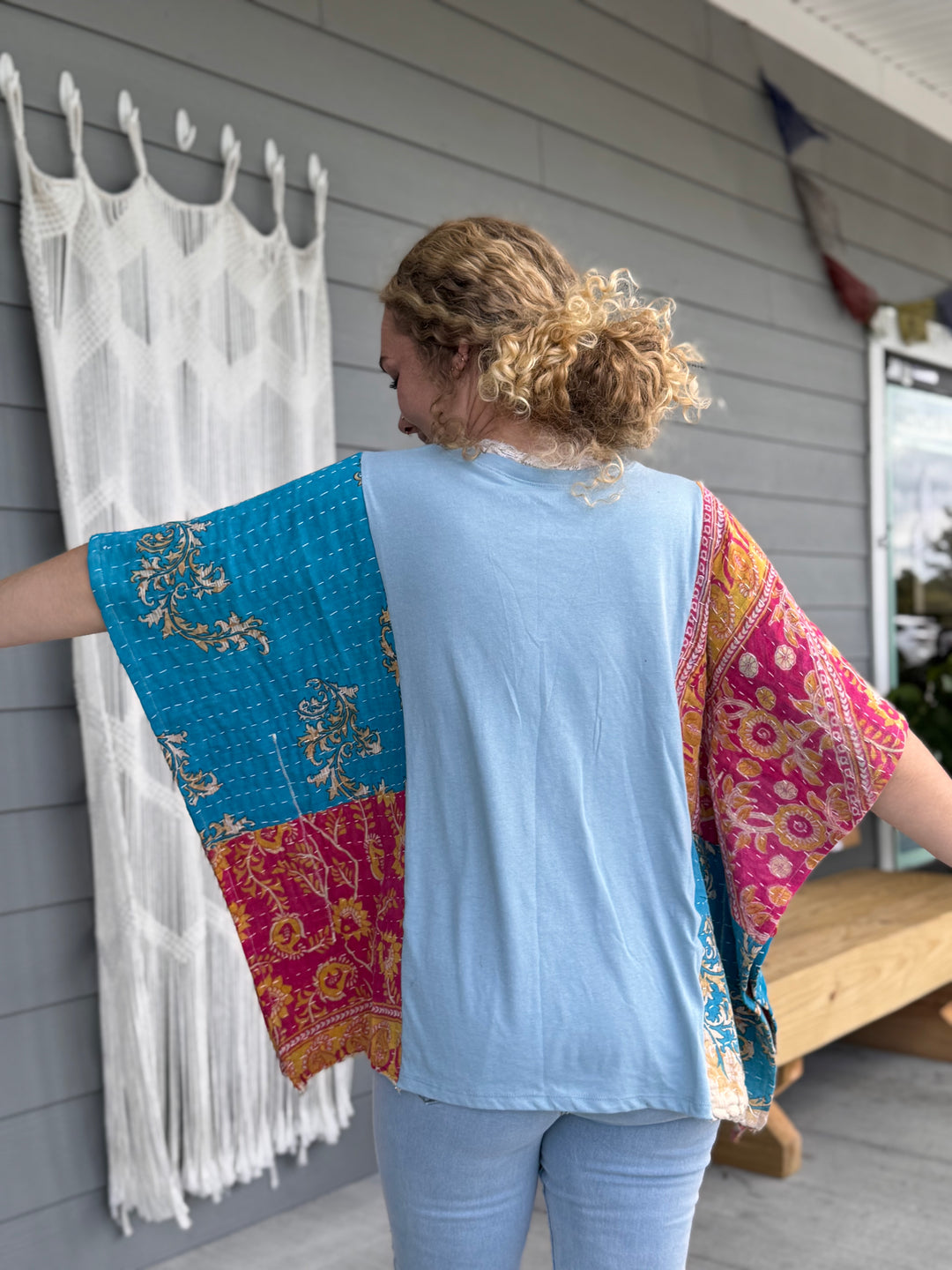 Pink Floyd - Kantha Patchwork Poncho Top OOAK