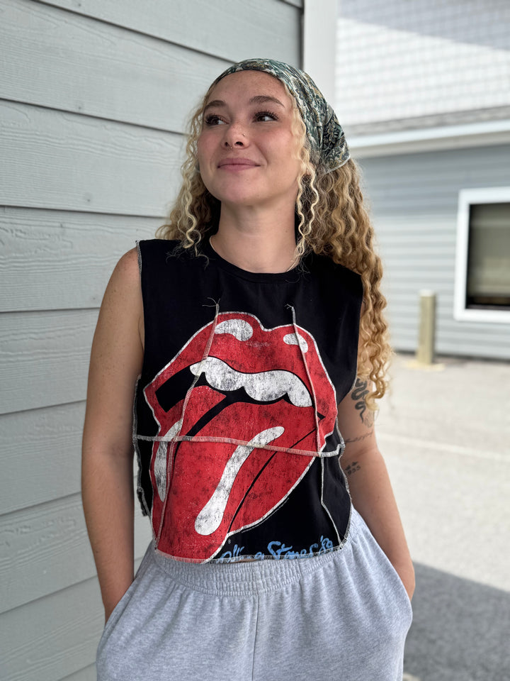 The Rolling Stones - Overlock Cropped Music Muscle Tee