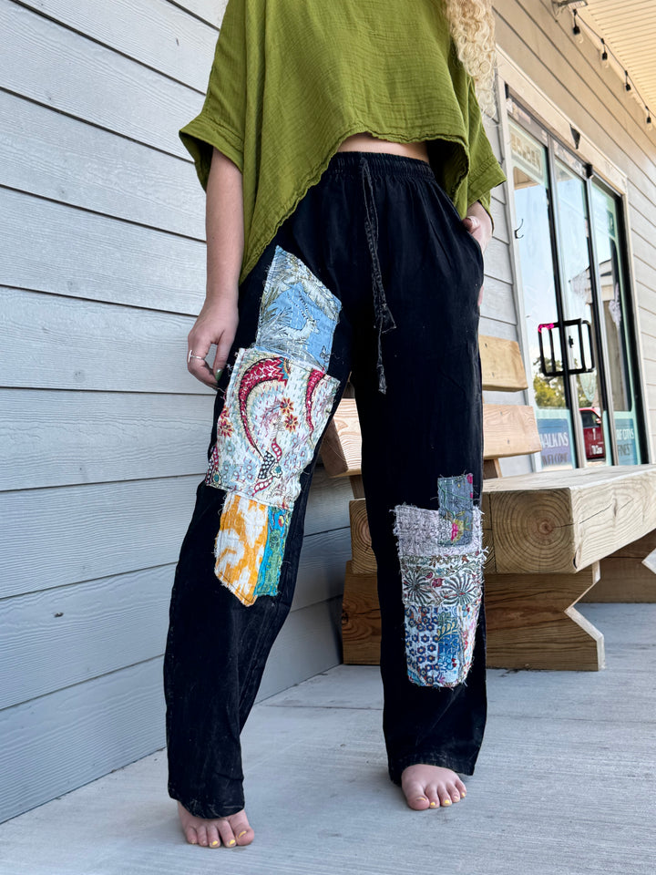 Kantha Patch Drawstring Pants