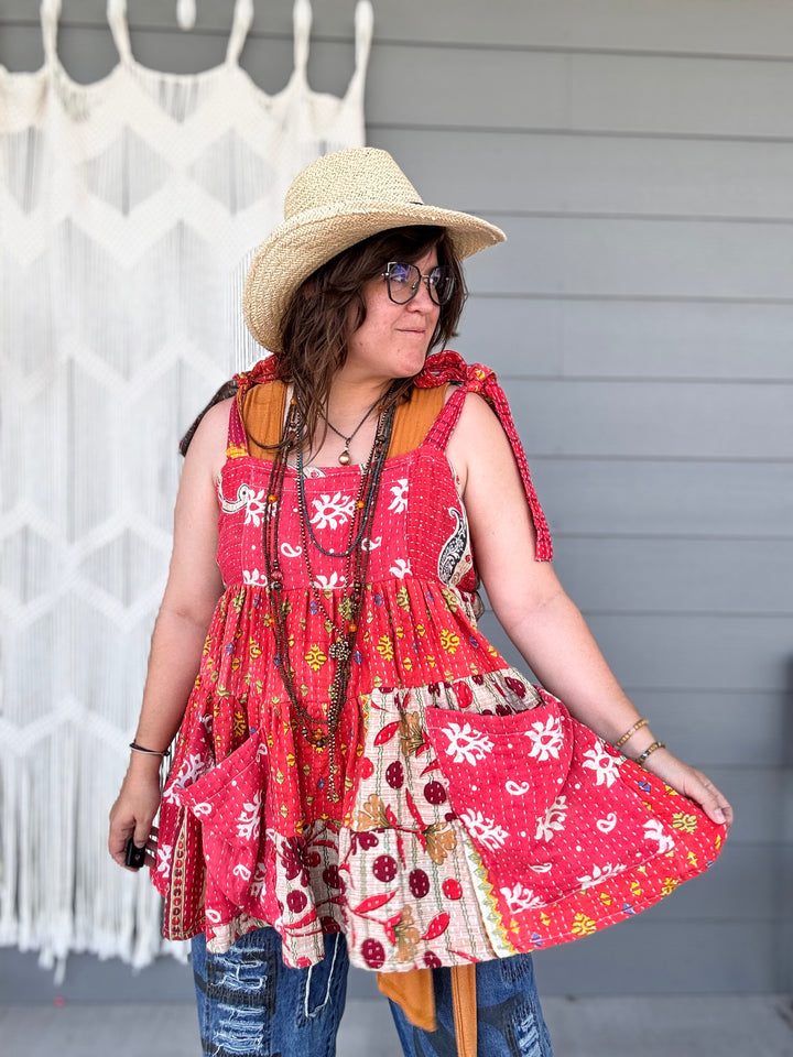 Leo’s Red - Moxie Mini Dress - Kantha Bae