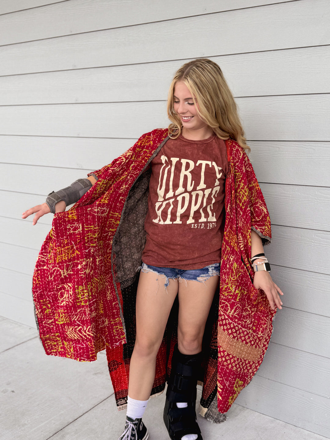 Cool Burn - Kantha Ruana OOAK