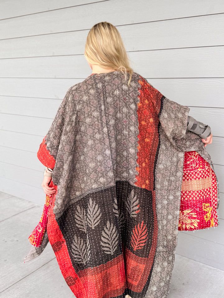 Cool Burn - Kantha Ruana OOAK