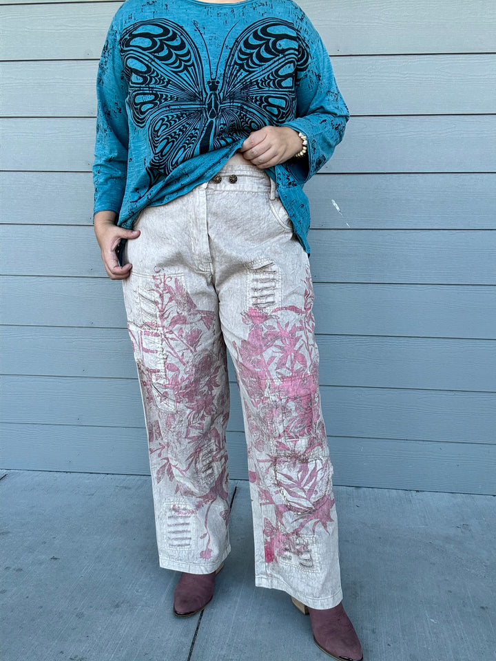Pink Love Patch Work Pants - Paper Lace
