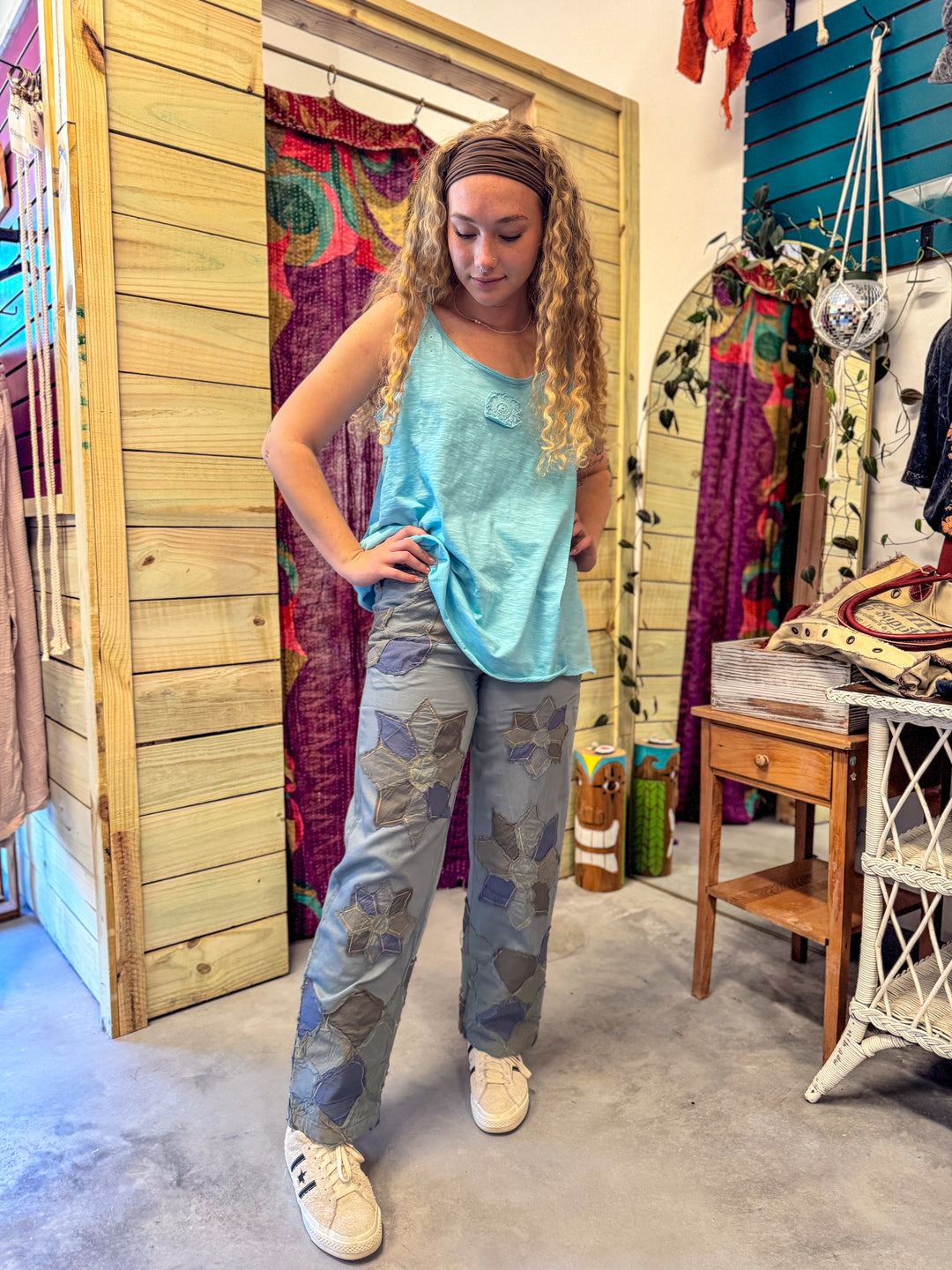 Blue Appliqué Pants - Paper Lace